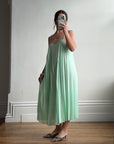 Vintage 50s Pleated Mint Green Slip Dress