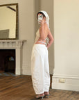 Vintage Y2K Beaded Silk Halter Top Ivory