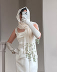 Vintage 90s Silk 3D Floral Chiffon Scarf