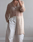 Vintage 90s Sheer Silk Beaded Button Front Top Creme