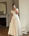 Vintage 90s Corset Satin Bridal Gown with Petite Rosettes