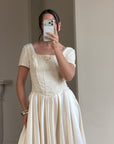 Vintage 90s Corset Satin Bridal Gown with Petite Rosettes