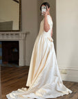 Vintage 90s Corset Satin Bridal Gown with Petite Rosettes