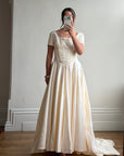 Vintage 90s Corset Satin Bridal Gown with Petite Rosettes