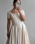 Vintage 90s Corset Satin Bridal Gown with Petite Rosettes