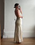 Vintage 90s Sunburst Sequin Halter Silk Backless Dress