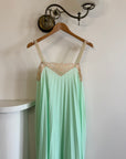 Vintage 50s Pleated Mint Green Slip Dress