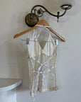 Vintage Y2K Beaded Silk Halter Top Ivory