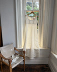 Vintage 90s White Satin Column Bridal Dress with Gloves