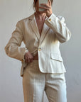 Vintage 90s Cream Pinstripe Tailored Suit