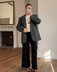 Vintage 70s Grey Herringbone Tweed Longline Blazer