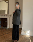 Vintage 70s Grey Herringbone Tweed Longline Blazer