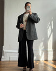 Vintage 70s Grey Herringbone Tweed Longline Blazer