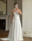 Vintage 90s Italian Sheer Embellished Bridal Bodice and Chiffon Skirt Set