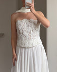 Vintage 90s Italian Sheer Embellished Bridal Bodice and Chiffon Skirt Set