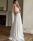 Vintage 90s Italian Sheer Embellished Bridal Bodice and Chiffon Skirt Set