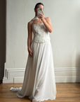 Vintage 90s Italian Sheer Embellished Bridal Bodice and Chiffon Skirt Set