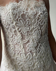 Vintage 90s Italian Sheer Embellished Bridal Bodice and Chiffon Skirt Set