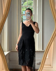 Vintage 90s Asymmetrical Beaded Fringe Cowl Dress