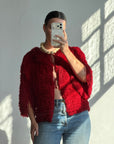 Vintage 40s Fringed Tie Jacket Scarlet Red