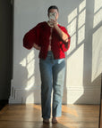 Vintage 40s Fringed Tie Jacket Scarlet Red