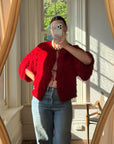 Vintage 40s Fringed Tie Jacket Scarlet Red
