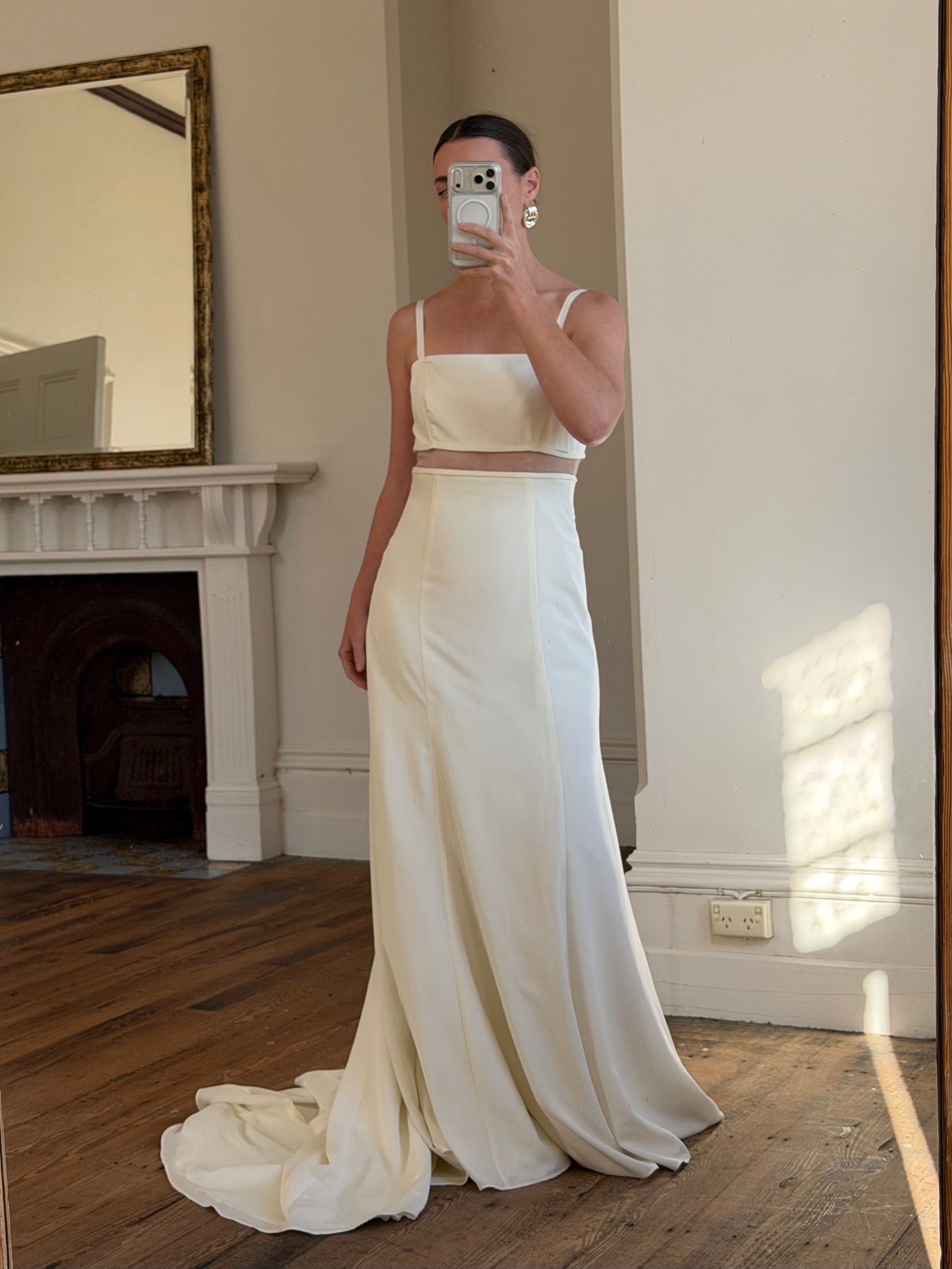 Vintage Italian 90s Minimalist Dress With Train