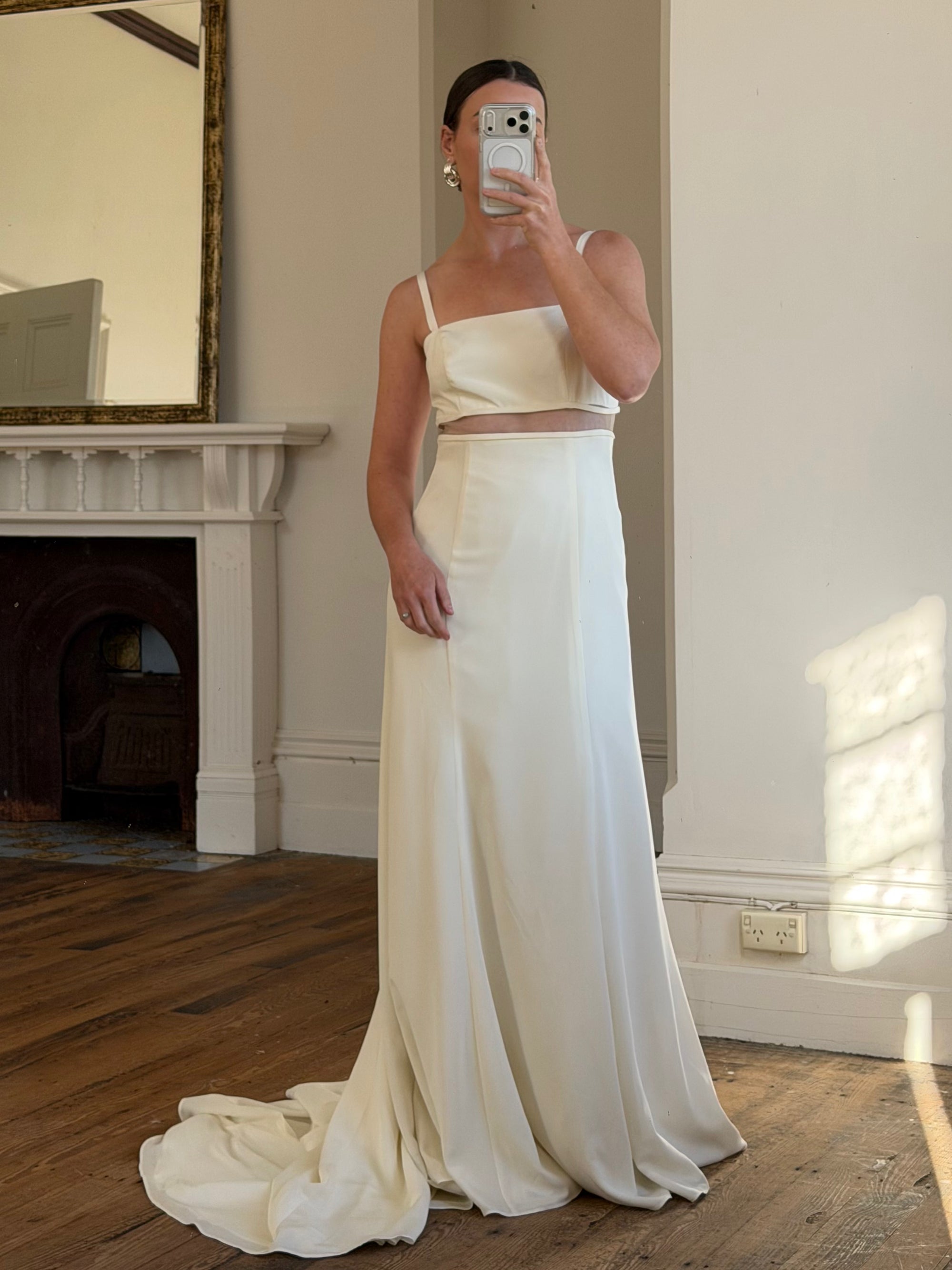 Vintage Italian 90s Minimalist Dress With Train