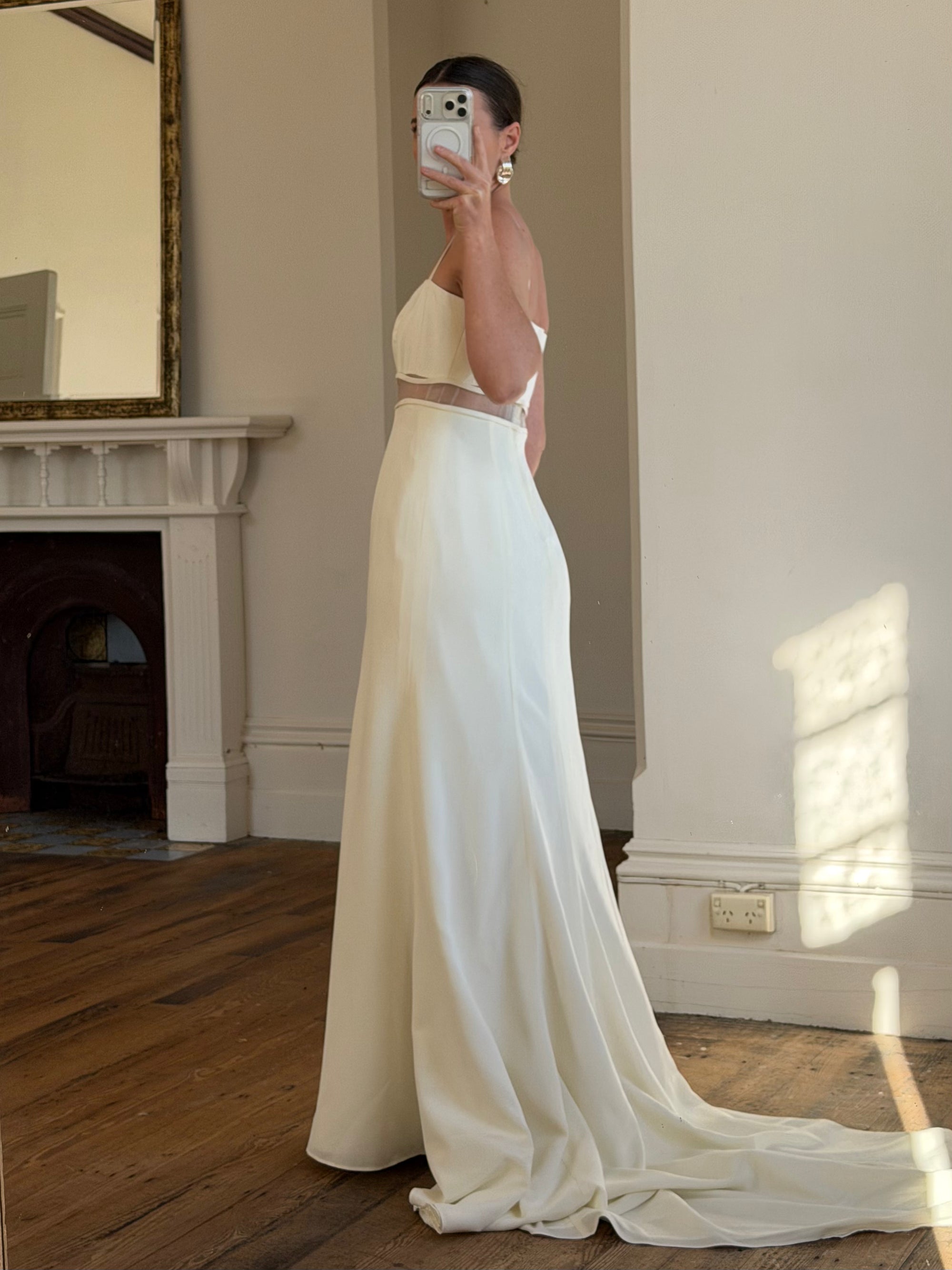 Vintage Italian 90s Minimalist Dress With Train