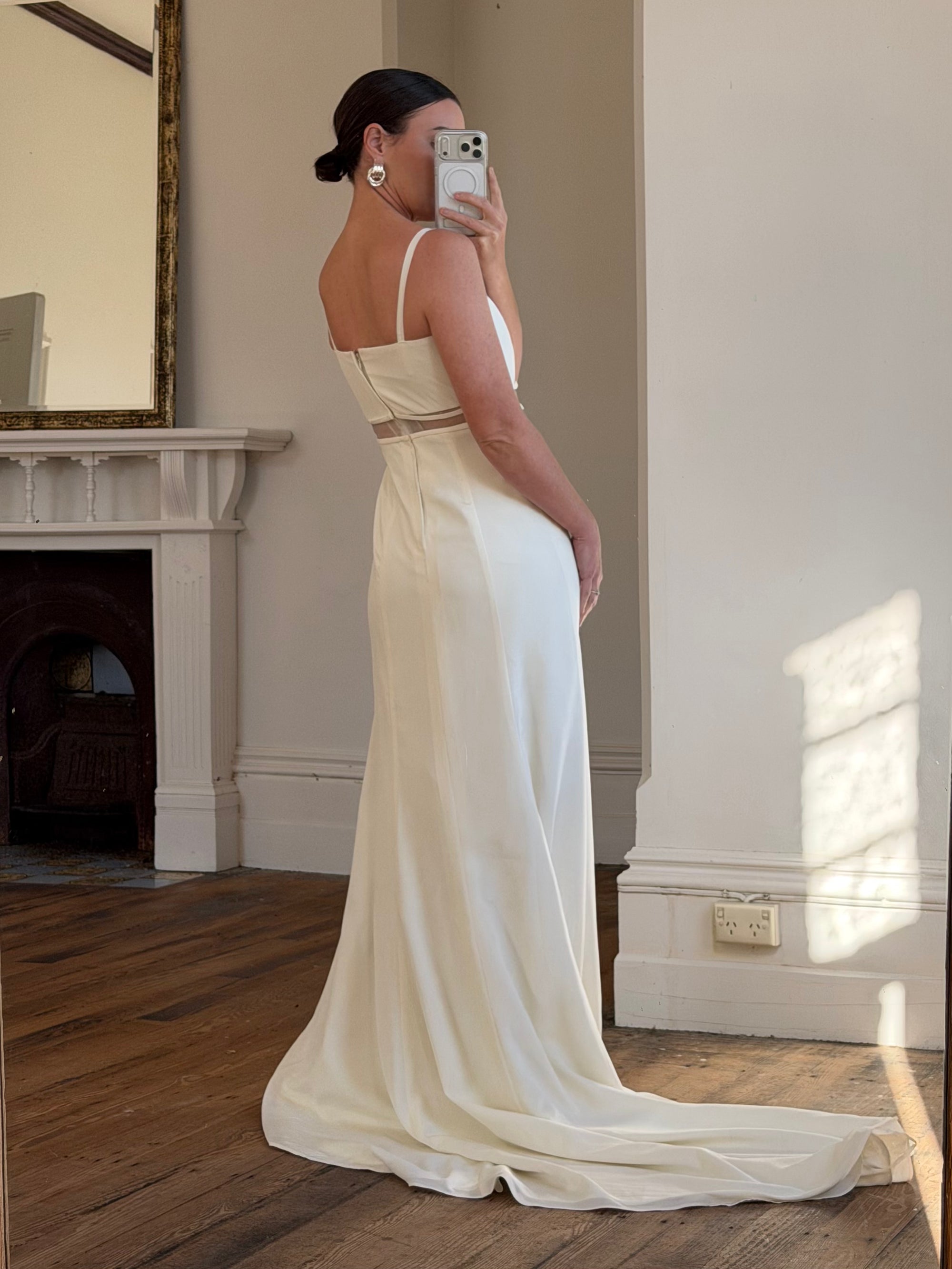 Vintage Italian 90s Minimalist Dress With Train