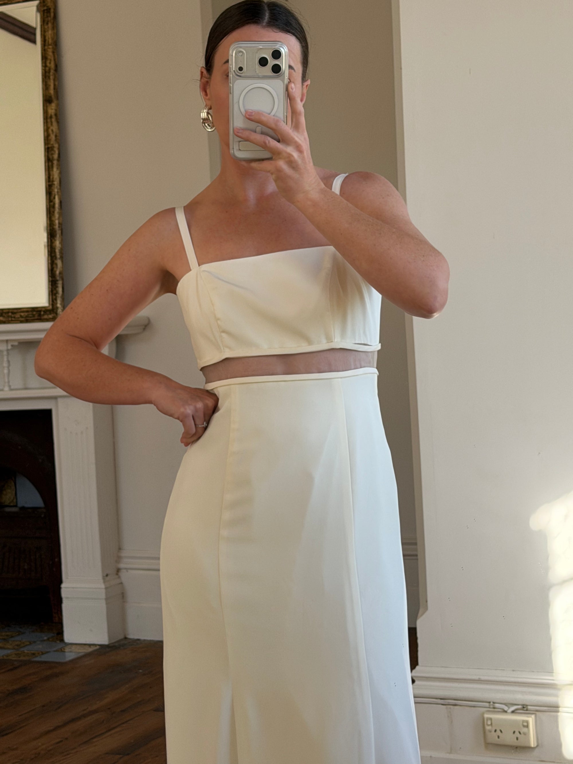 Vintage Italian 90s Minimalist Dress With Train