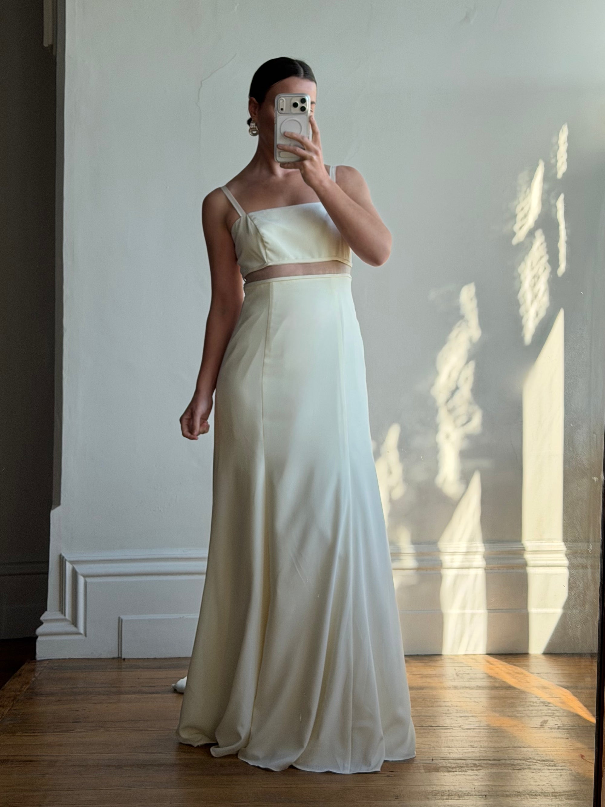 Vintage Italian 90s Minimalist Dress With Train