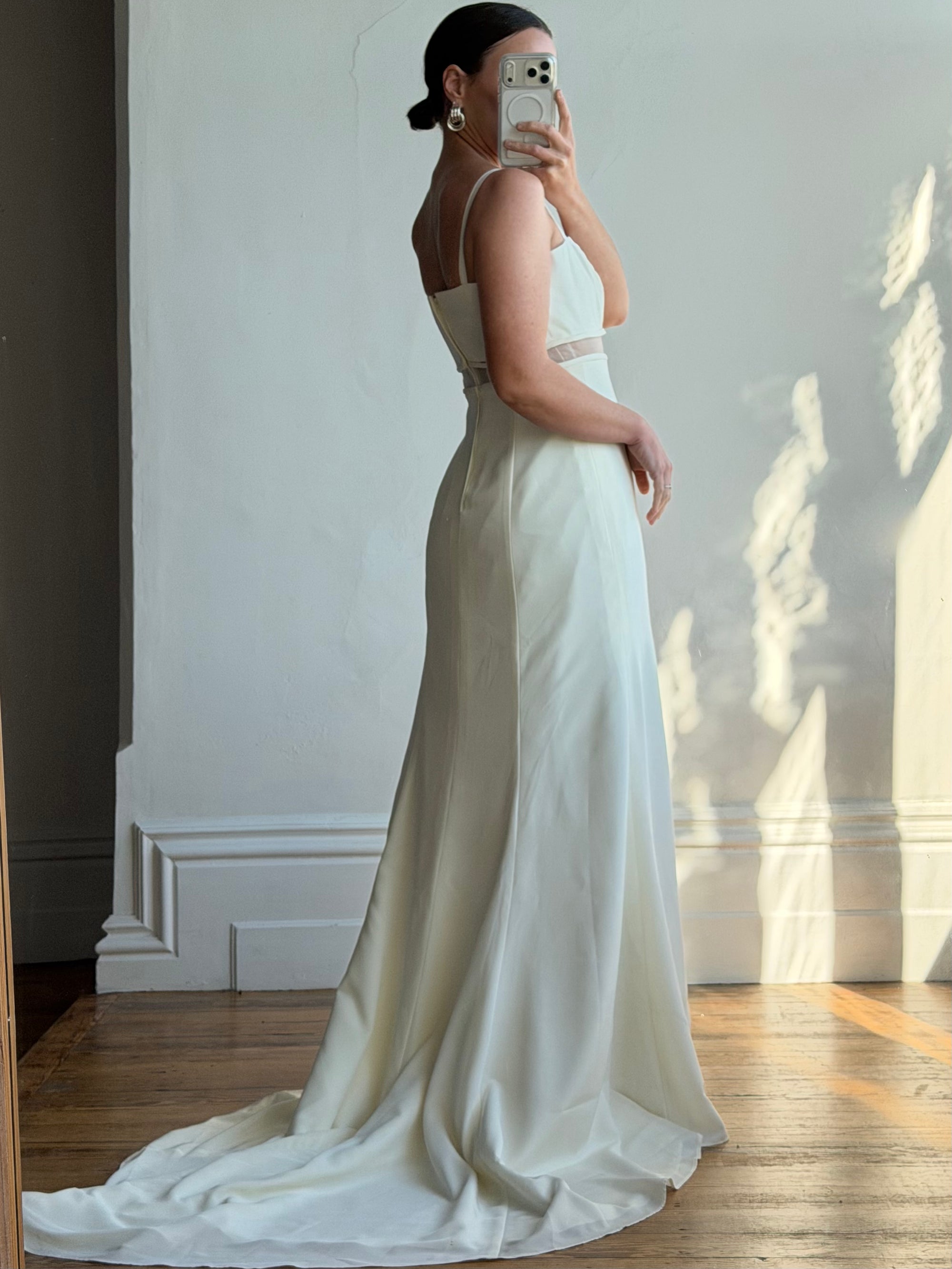 Vintage Italian 90s Minimalist Dress With Train