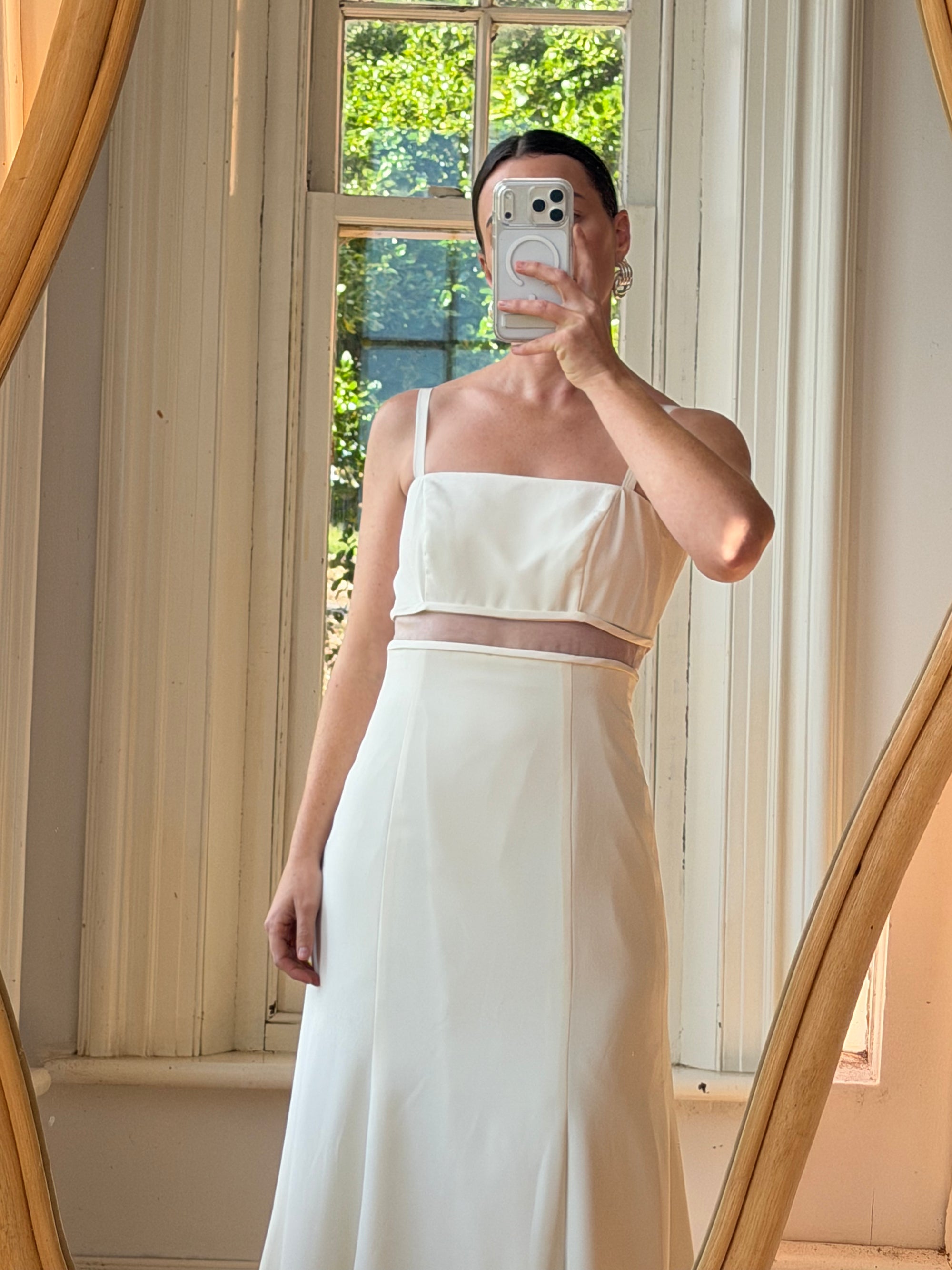 Vintage Italian 90s Minimalist Dress With Train