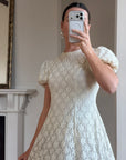 Vintage 60s Lace Puff Sleeve Wedding Dress with Bows