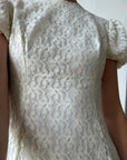Vintage 60s Lace Puff Sleeve Wedding Dress with Bows