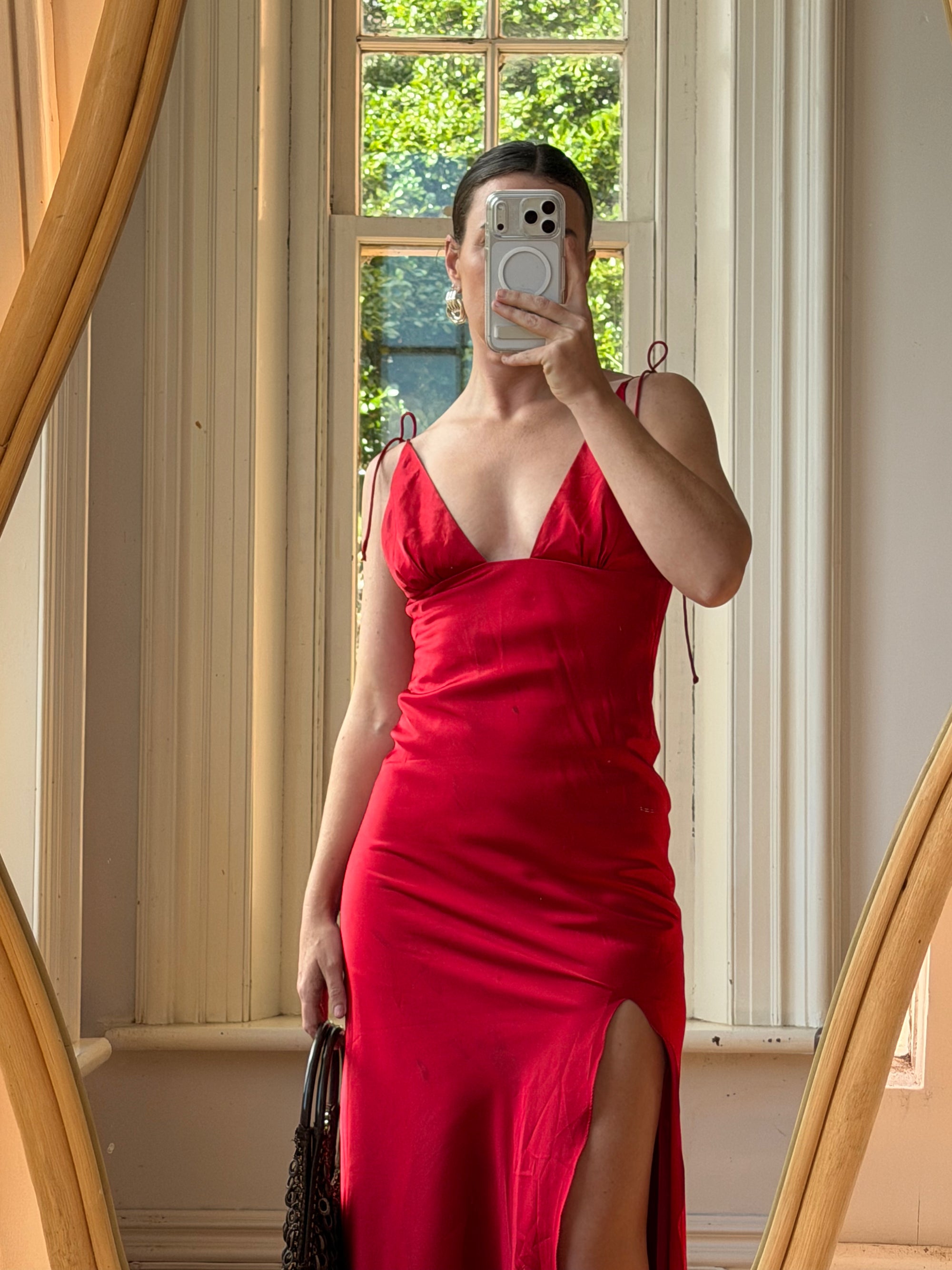 Vintage 90s Pure Silk Bias Tri Dress Scarlett