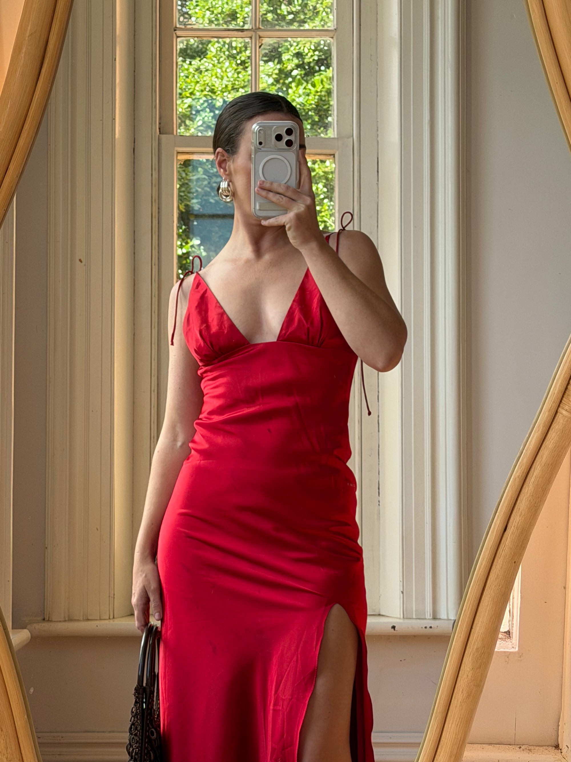 Vintage 90s Pure Silk Bias Tri Dress Scarlett