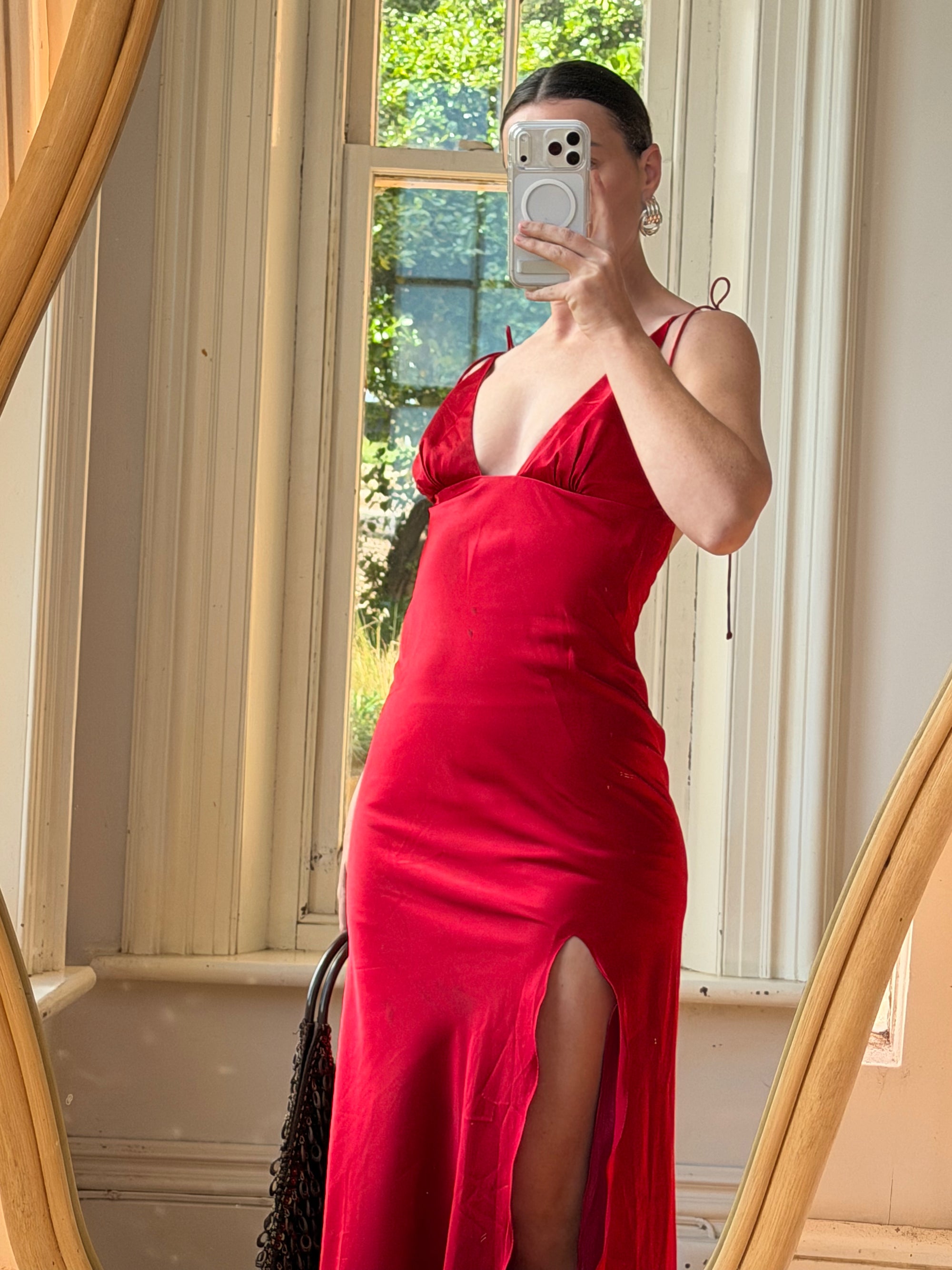 Vintage 90s Pure Silk Bias Tri Dress Scarlett