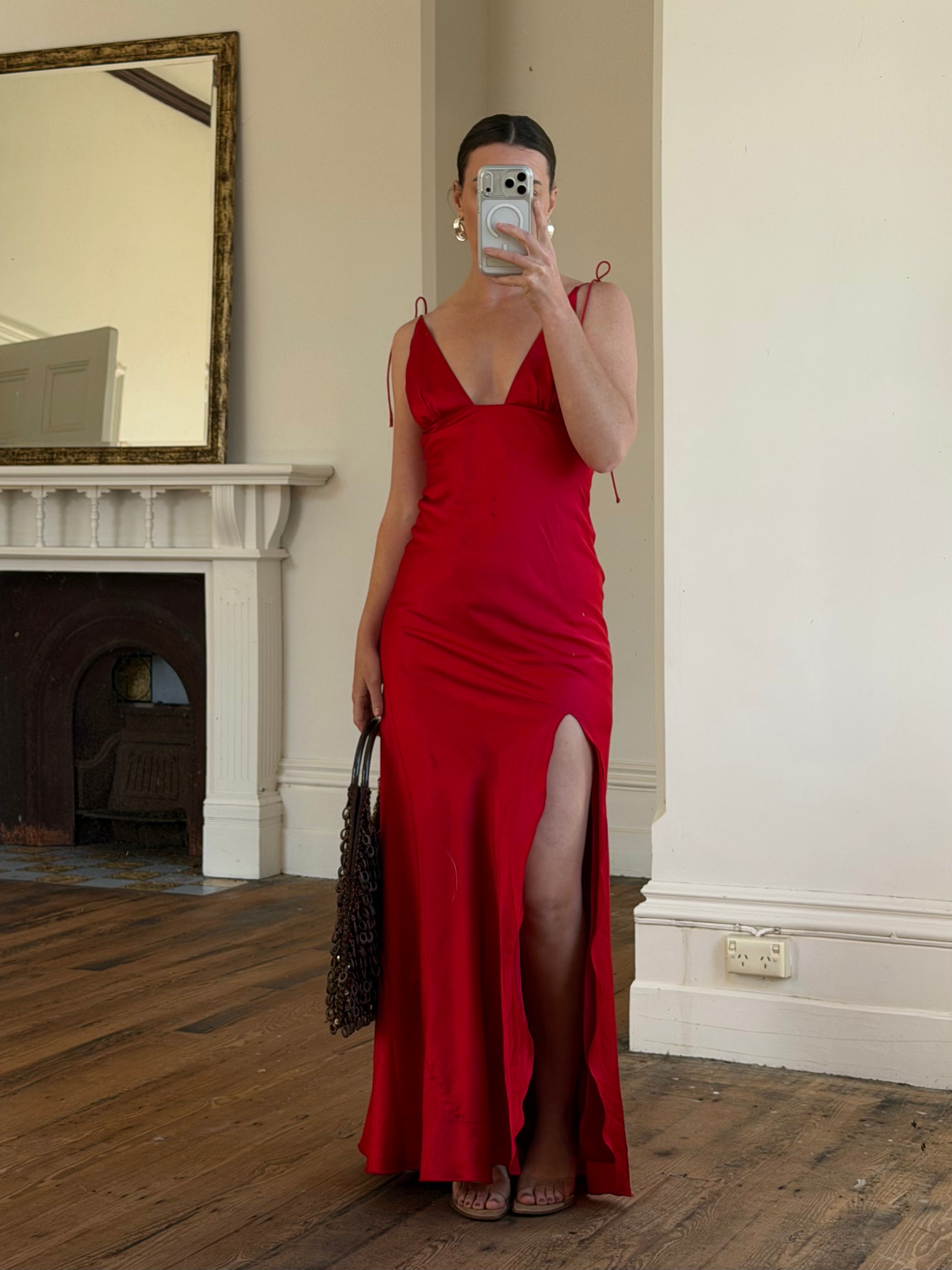 Vintage 90s Pure Silk Bias Tri Dress Scarlett