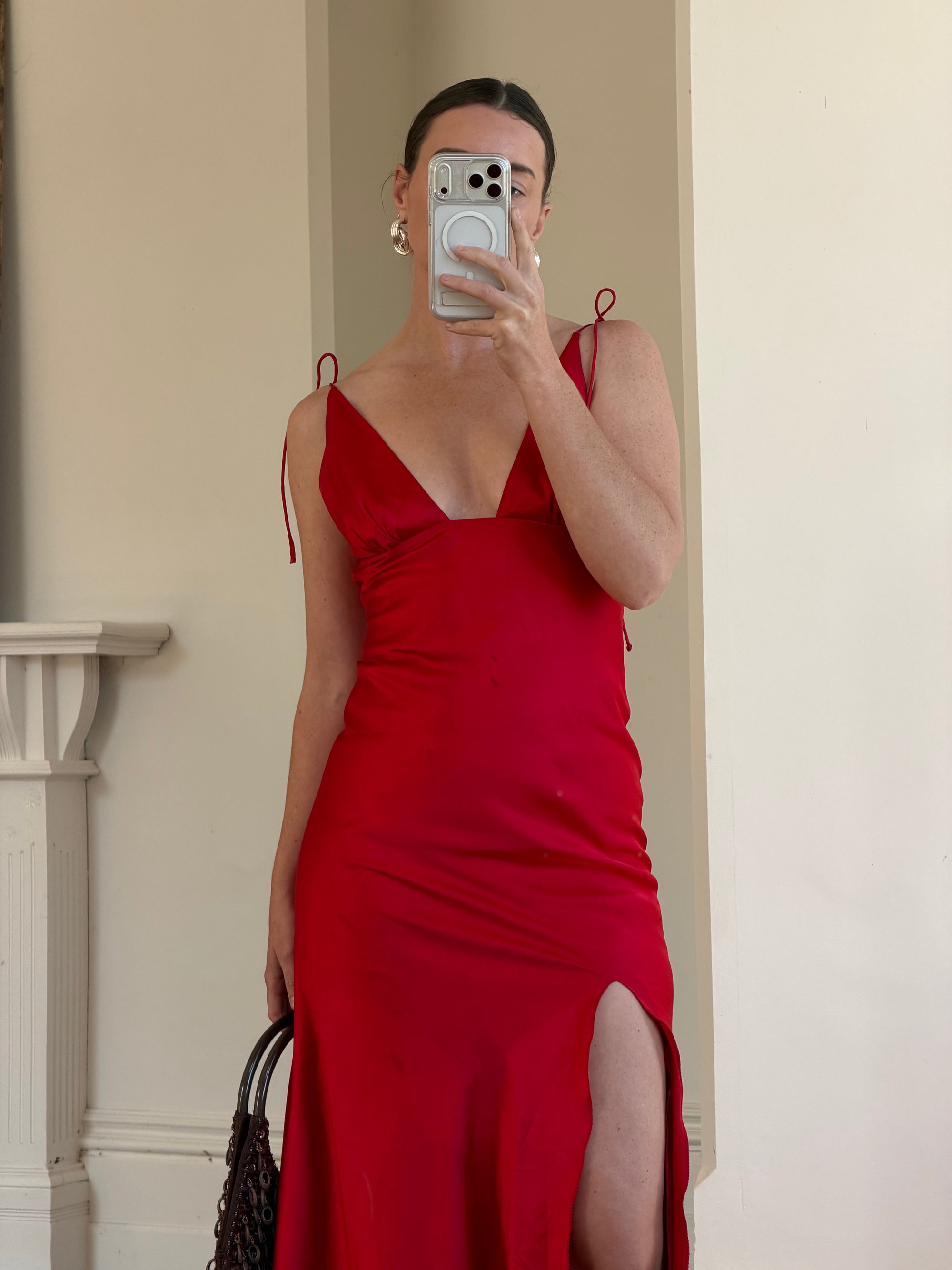 Vintage 90s Pure Silk Bias Tri Dress Scarlett