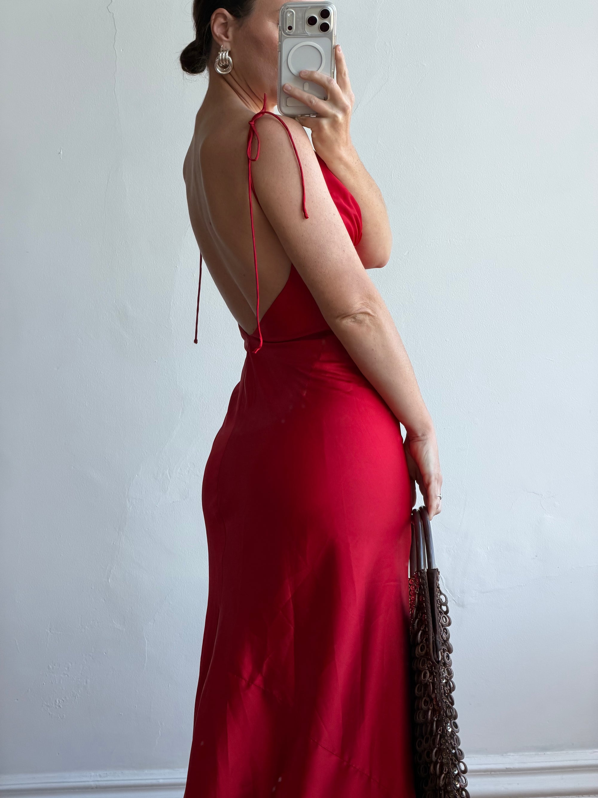 Vintage 90s Pure Silk Bias Tri Dress Scarlett