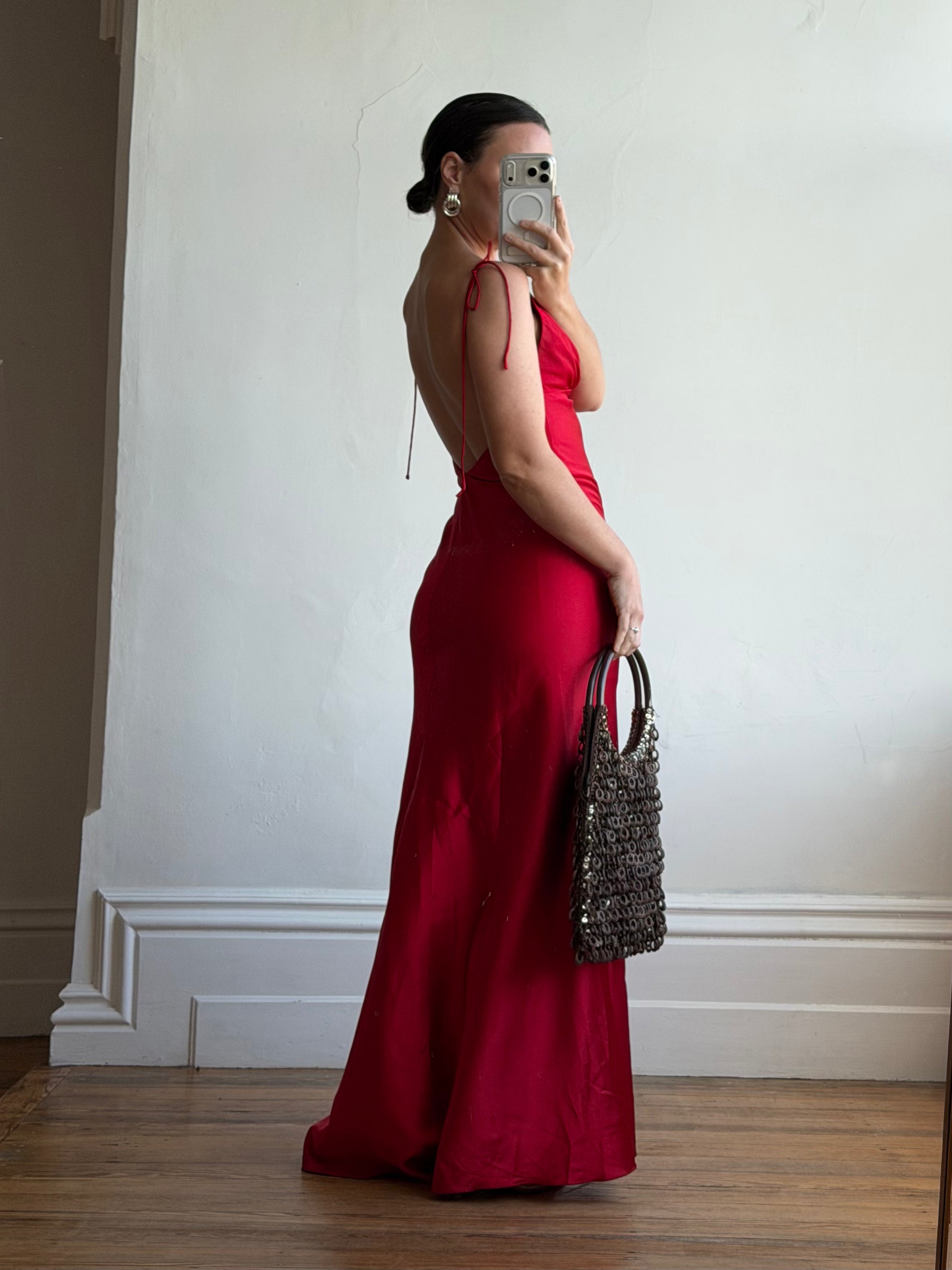 Vintage 90s Pure Silk Bias Tri Dress Scarlett