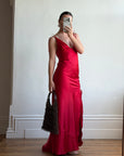 Vintage 90s Pure Silk Bias Tri Dress Scarlett