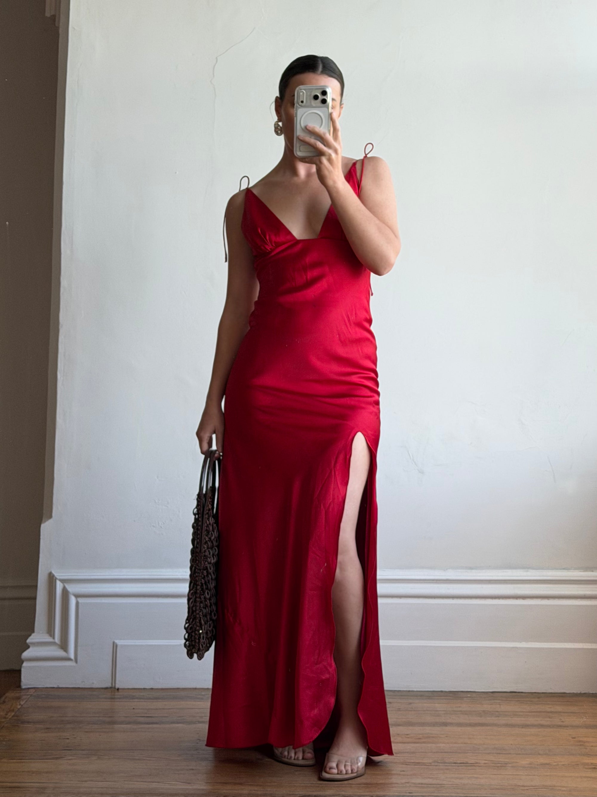 Vintage 90s Pure Silk Bias Tri Dress Scarlett