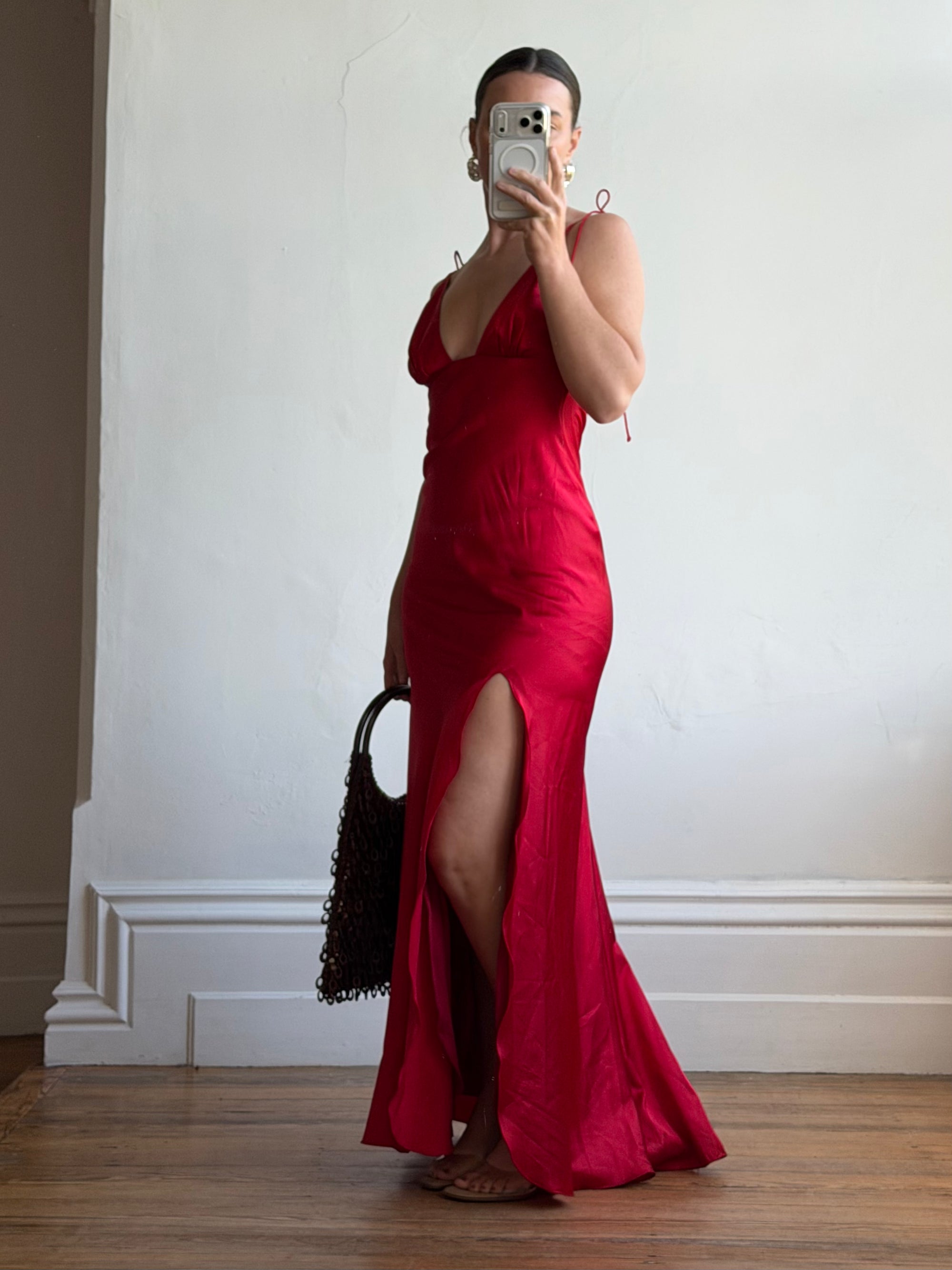 Vintage 90s Pure Silk Bias Tri Dress Scarlett