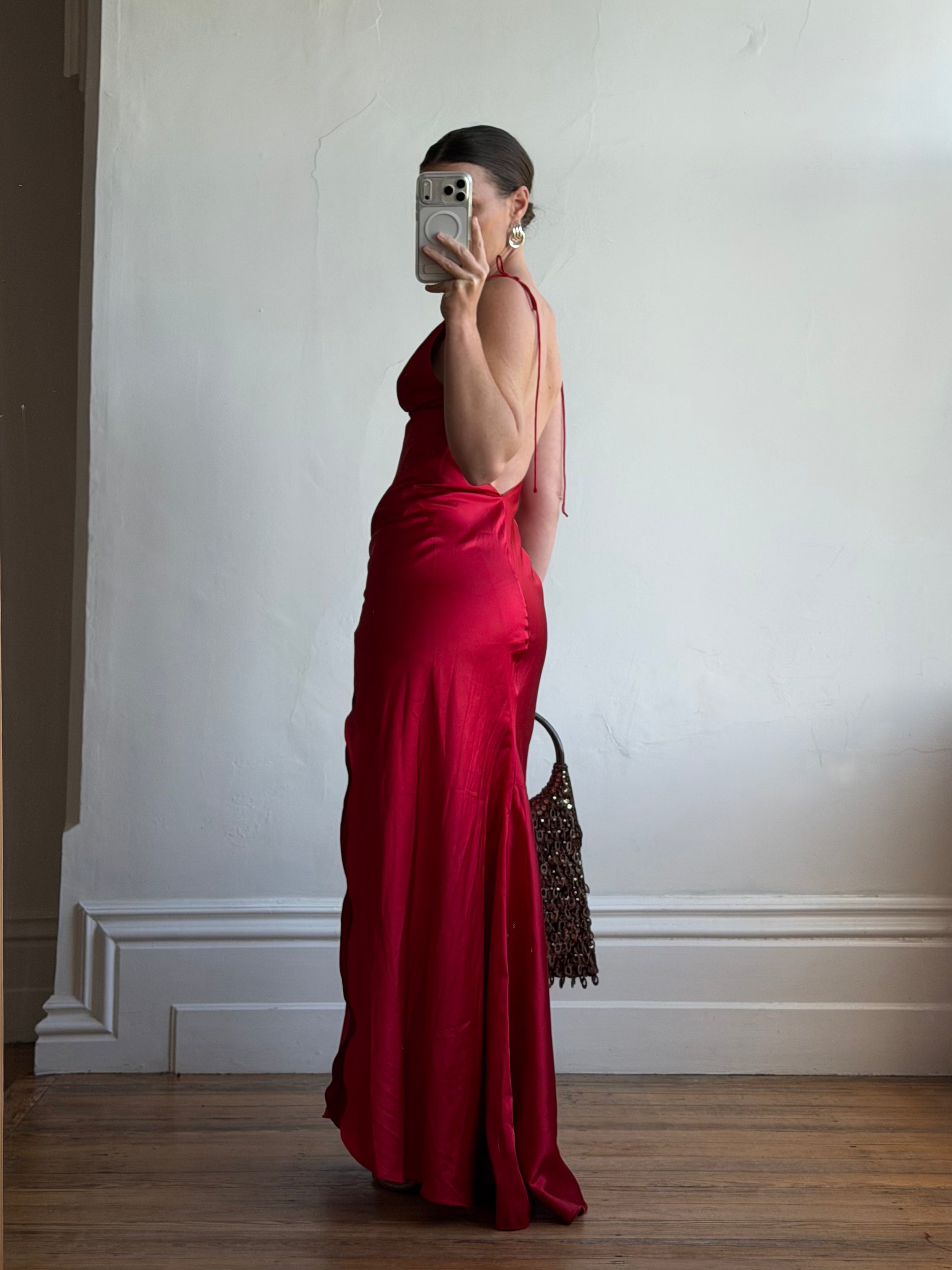 Vintage 90s Pure Silk Bias Tri Dress Scarlett