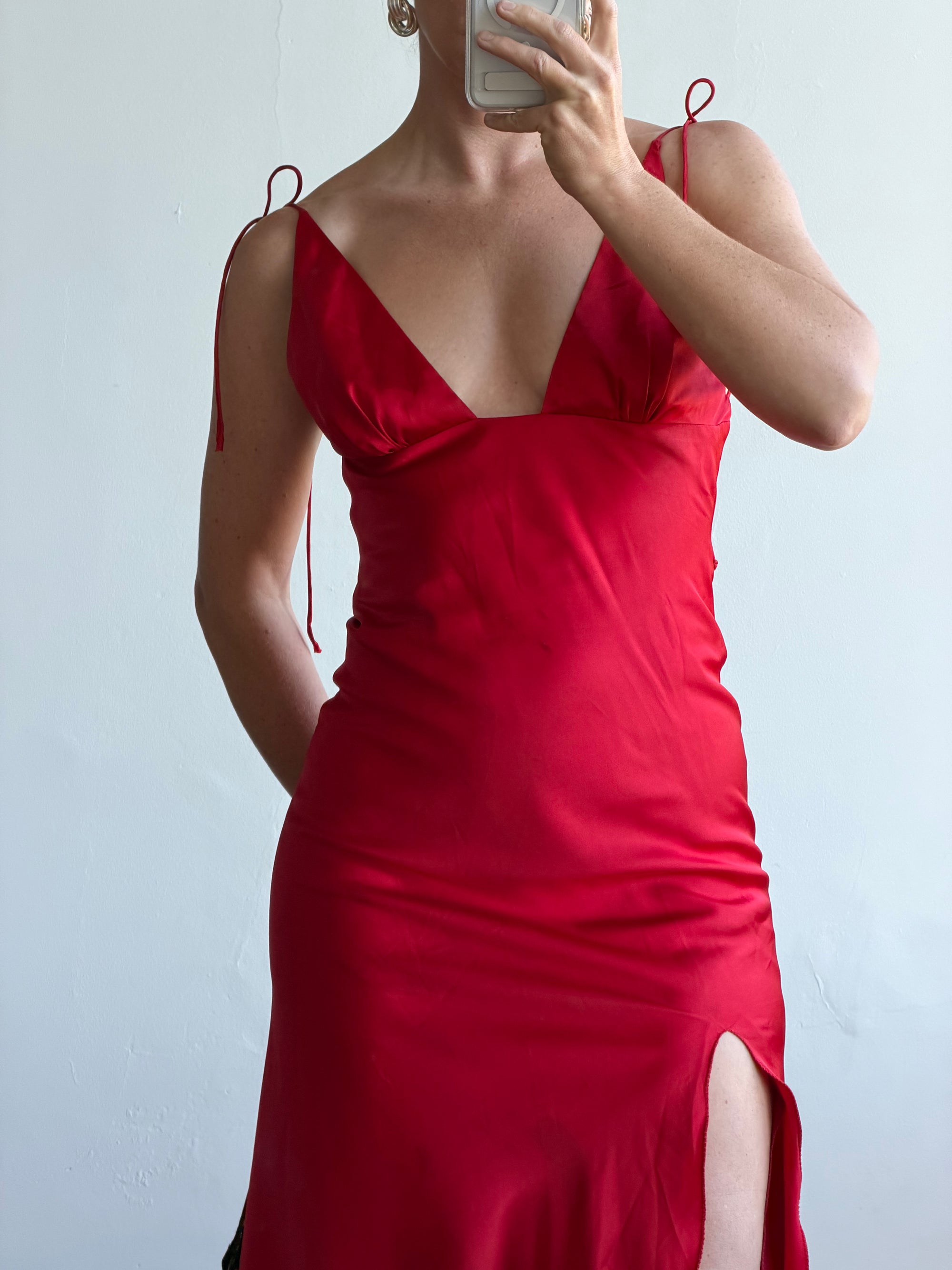 Vintage 90s Pure Silk Bias Tri Dress Scarlett