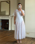 Vintage 80s Pleated Lace Tee Dress Ivory