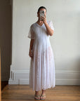 Vintage 80s Pleated Lace Tee Dress Ivory